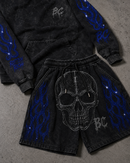 Rhinestone Hoodie + Shorts Set